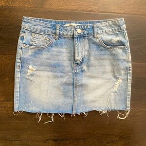 Raw Hem Denim Skirt
